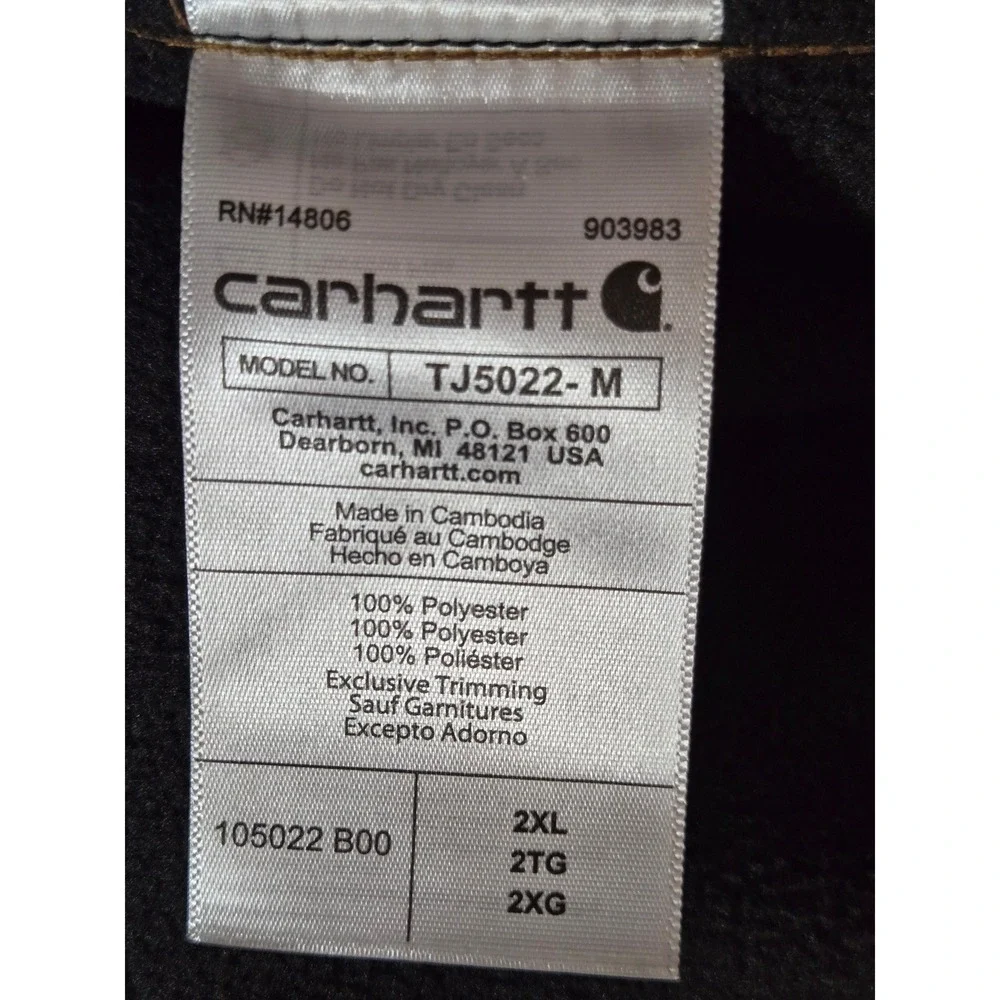 Carhartt Mens 2XL Jacket Rain Defender Relaxed Fit Hooded Tan Brown Thick